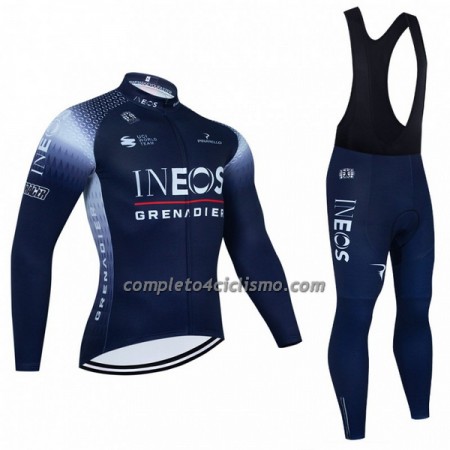 Completo Maglia ML + Pantaloncino con bretelle ML 2022 INEOS Grenadiers Blu Scuro